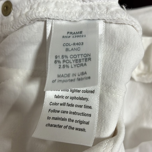 Frame Denim Distressed Ripped White Mid-rise Skinny Stretch Jeans, 25 - Picture 12 of 12